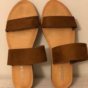 Soda Size 7 • Women’s Slip on Sandals • Brown